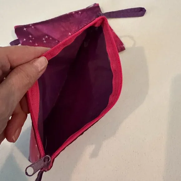 2 Mauve Pink Satin Travel Cosmetic Pouch - Picture 4 of 5